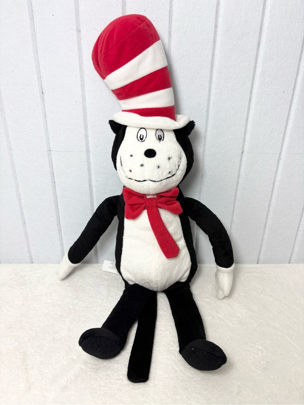 Dr. Seuss Cat In the Hat Plush Black & White Cat with Red Bow and Striped Hat